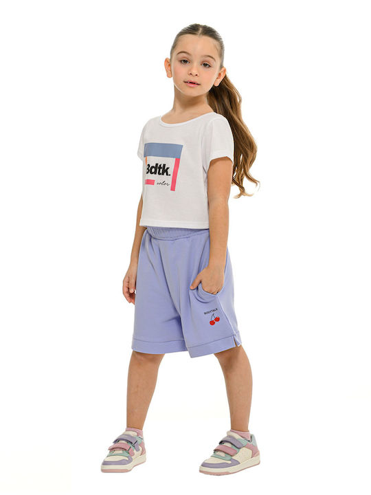 Παιδικό Crop Top Κοντομάνικο Λευκο