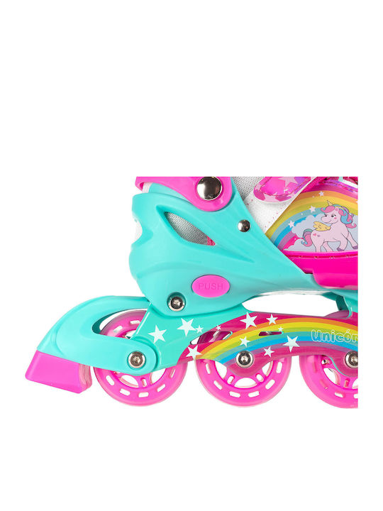 Action One Set Role Reglabile Inline Pentru Adulți Copii Unicorn Fantasy S 31-34 Roz