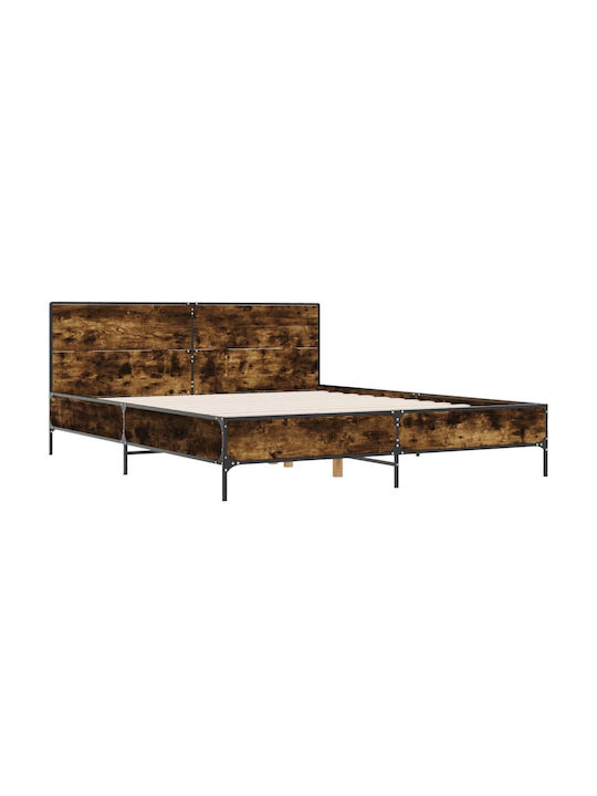 Κρεβάτι Διπλό Ξύλινο Καφέ για Στρώμα 140x200cm
