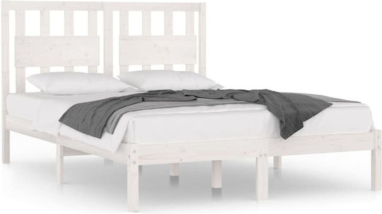 Bed Double for Mattress 140x190cm White Bed Double for Mattress 140x190cm White