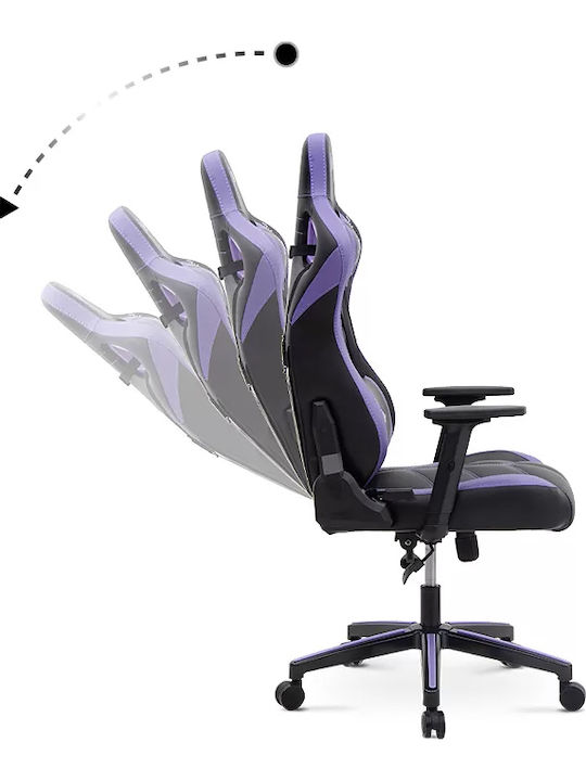 Megapap ZIO Gaming Pro Καρέκλα Gaming Δερματίνης με Ρυθμιζόμενα Μπράτσα μωβ - μαύρο