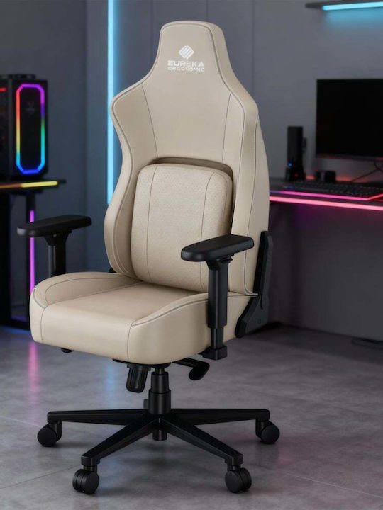 Eureka Ergonomic Python II GC-08 Καρέκλα Gaming Δερματίνης με Ρυθμιζόμενα Μπράτσα Γκρι