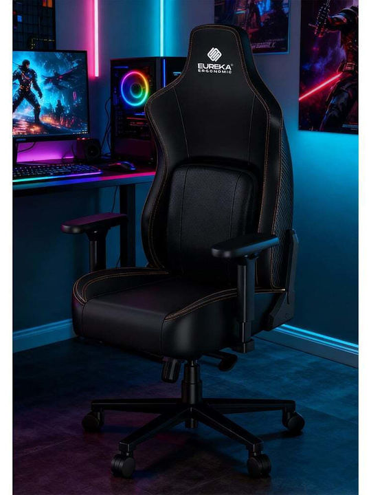 Eureka Ergonomic Python II GC-08 Геймърски стол с регулируеми подлакътници Черен