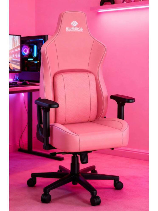 Eureka Ergonomic Python II GC-08 Artificial Leather Gaming Chair with Adjustable Arms Pink