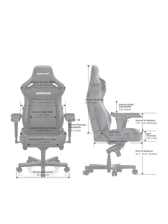 Anda Seat Kaiser 4 L Καρέκλα Gaming Δερματίνης με Ρυθμιζόμενα Μπράτσα Ροζ