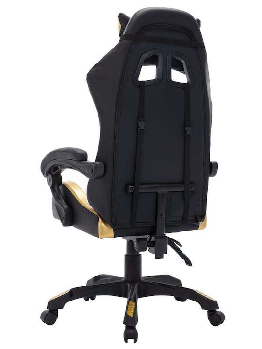 vidaXL 287998 Scaun Gaming Din piele ecologică cu Brațe Reglabile și Iluminare RGB Auriu/negru