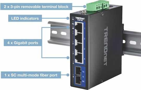 Trendnet TI-G51SC Unverwaltet L2 Switch mit 4 Ports Gigabit (1Gbps) Ethernet