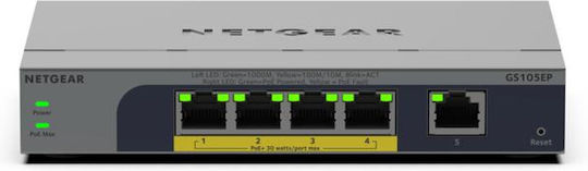 NetGear GS105EP-100EUS Managed L2 PoE Switch με 5 Θύρες Gigabit (1Gbps) Ethernet