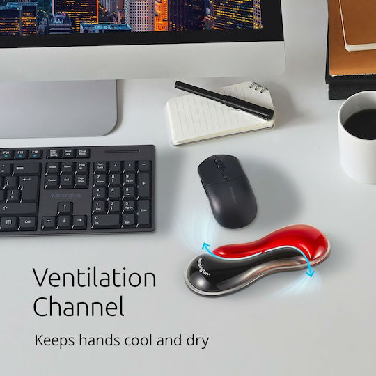 Kensington Slim Duo Gel Mouse Track Ball Red Wrist Rest