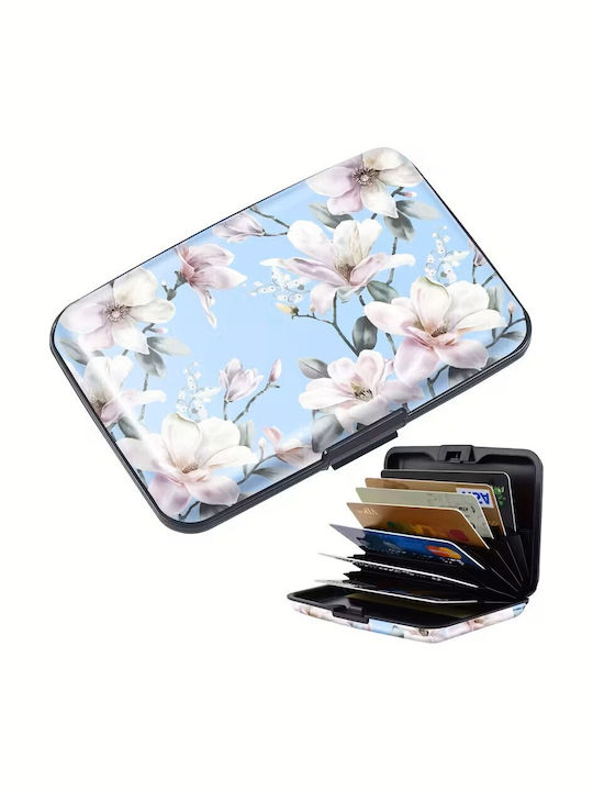 By Queen Κομψό Πορτοφόλι Καρτών Φερμουάρ Floral Card Holder Magnolia
