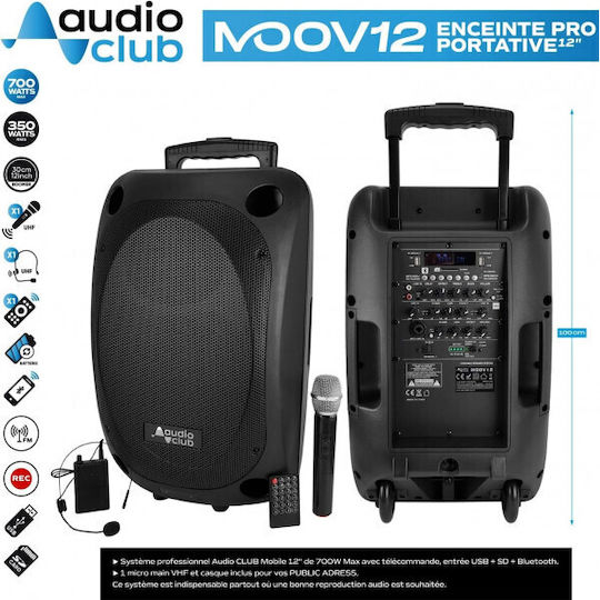Audio Club Ηχείο Karaoke με Ασύρματο Μικρόφωνο MOOV12-PRO Μαύρο