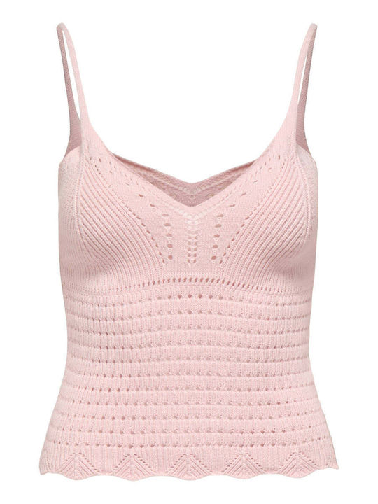 Women's Crop Top Cotton with Straps & V Neckline Pink