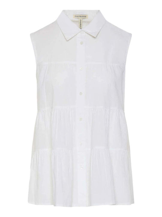 Sleeveless Women's Shirt White Monochrome