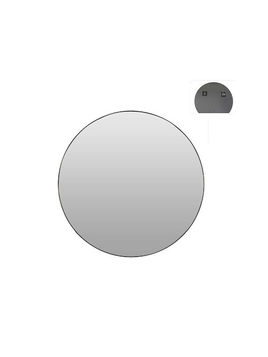 Zaros Wall Mirror with Black Frame Diameter 55cm 1pcs