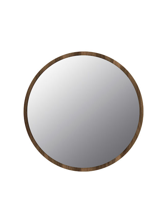 Megapap Glob Wall Mirror with Walnut Wooden Frame Diameter 59cm 1pcs