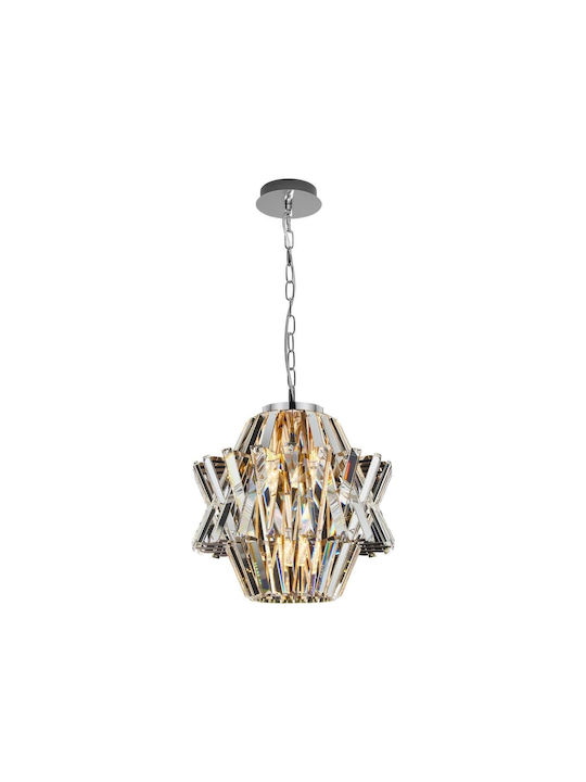 Eko Light Κρεμαστό Φωτιστικό Ασημί με Κρύσταλλα για 4 Λαμπτήρες E14