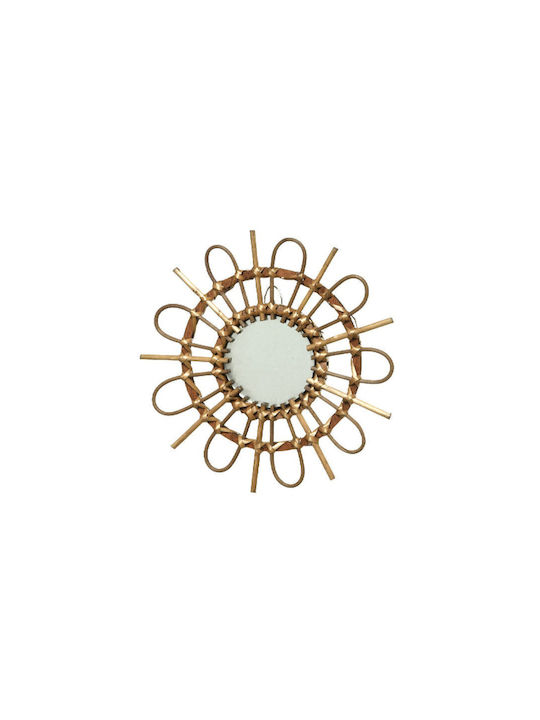 Kaemingk Wandspiegel mit Beige Hölzernes Rahmen Durchmesser 26cm 1Stück