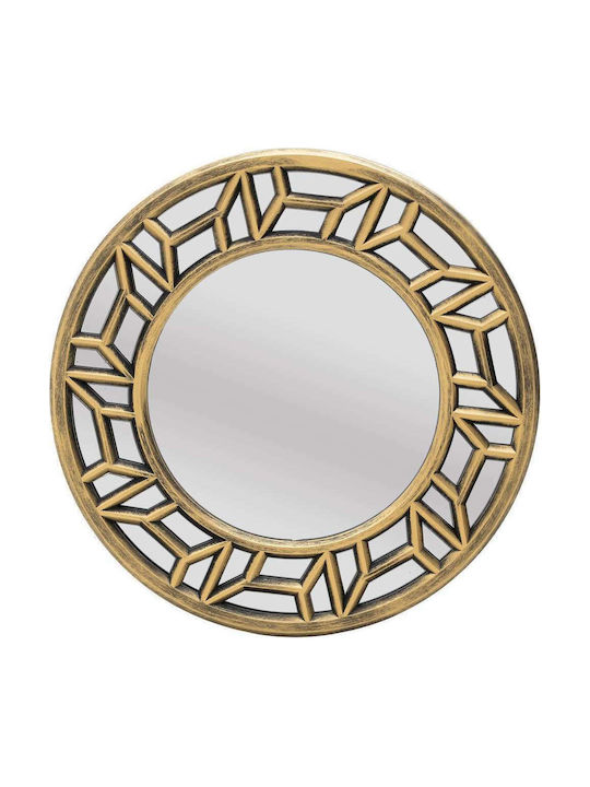 Click Wall Mirror with Gold Plastic Frame Diameter 50cm 1pcs