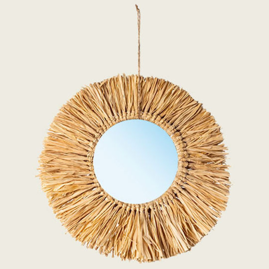 Beauty Home Bali Бежово Огледало на Стената Диаметър 30см Beauty Home Bali Бежово Огледало на Стената Диаметър 30см