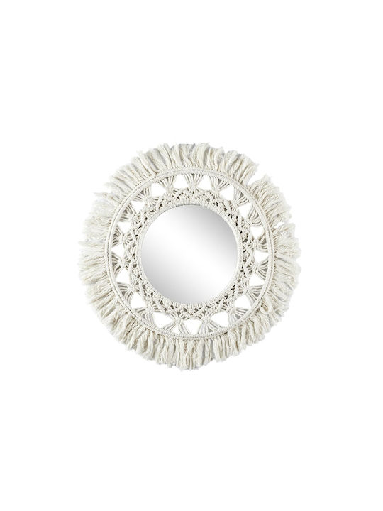 The Home Deco Factory Wall Mirror with White Wicker Frame Diameter 55cm 1pcs