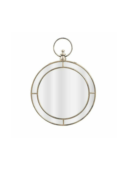 Inart Wall Mirror with Gold Plastic Frame Diameter 59cm 1pcs