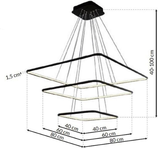 Eko Light Lustră Suspendată Negru