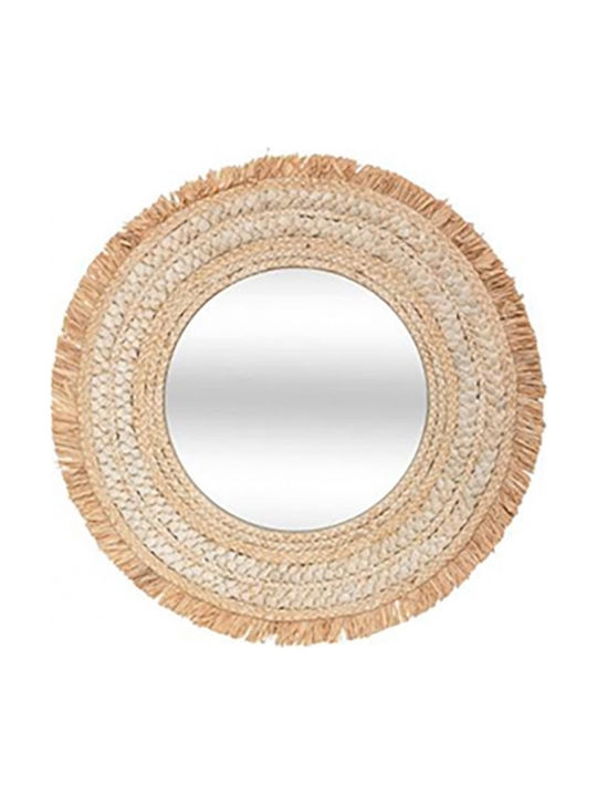 Atmosphera Celia Wall Mirror with Beige Rattan Frame Diameter 68cm 1pcs