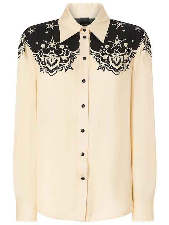 Langärmeliges Damenhemd in Beige