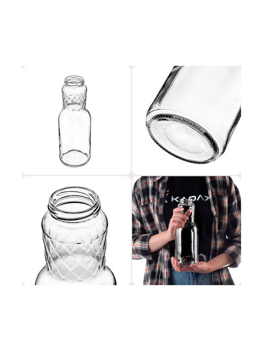 Kadax Glass Water Bottle With Screw Lid Transparent 1000ml