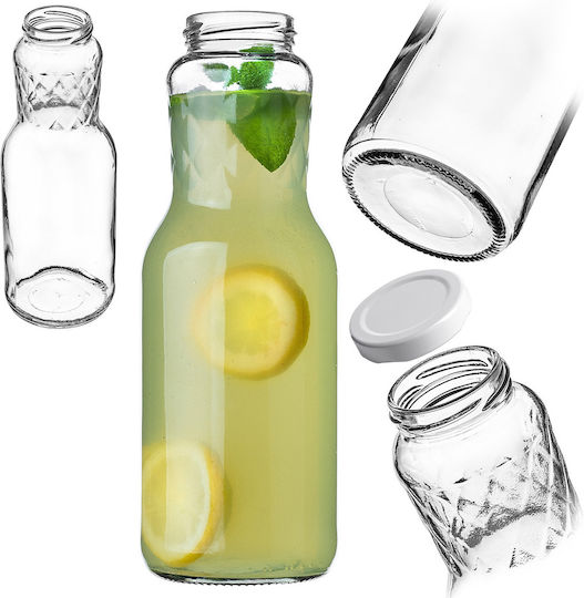 Kadax Glass Water Bottle With Screw Lid Transparent 1000ml