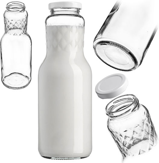 Kadax Glas Wasserflasche mit Schraubdeckel Transparent 1000ml 3 Stücke