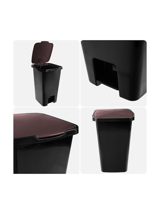 Kadax Coș de Gunoi Plastic cu Pedală Maro 45l