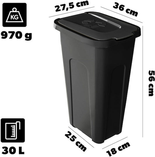 Kadax Coș de Gunoi Plastic Negru 30l