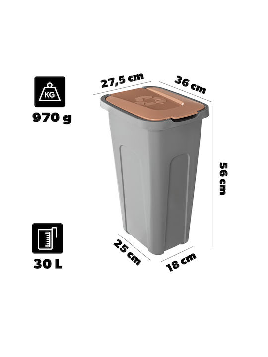 Kadax Plastic Waste Bin Gray 30lt