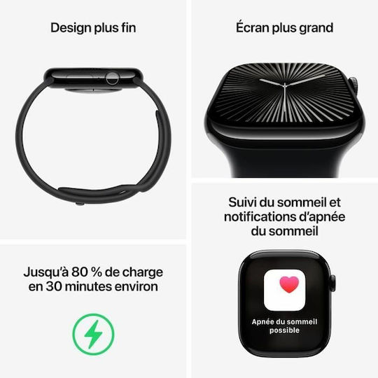 Apple Watch Series 10 Cellular Aluminum 42mm Waterproof with eSIM and Heart Rate Monitor (Silver Aluminum Denim Sport Band - S/M)