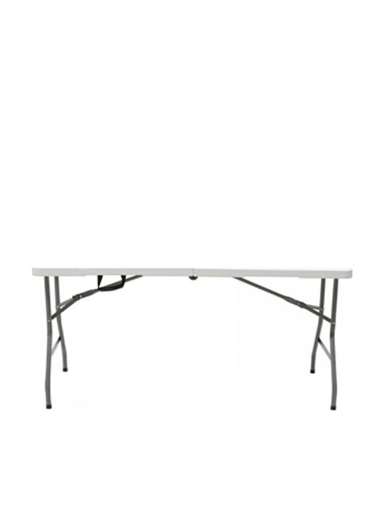 Plastic Catering Outdoor Foldable Table with Metal Frame White 120x60x74cm