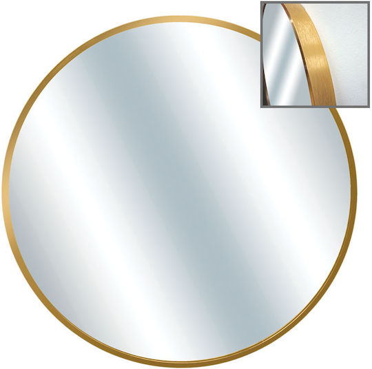 Marhome Oglindă de Perete cu Auriu Ramă din Metalic Diametru 80cm 1buc