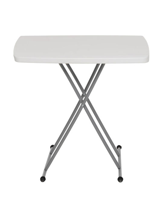 Plastic Auxiliary Garden & Terrace Table for Small Spaces Foldable with Metal Frame White 76.5x50x53cm