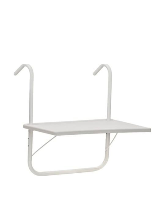 Plastic Table for Small Outdoor Spaces with White Metal Frame 51.5x39.5x55cm