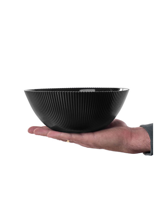 Kadax Round Black Glass Serving Bowls Diameter 15.2cm 6 Pieces