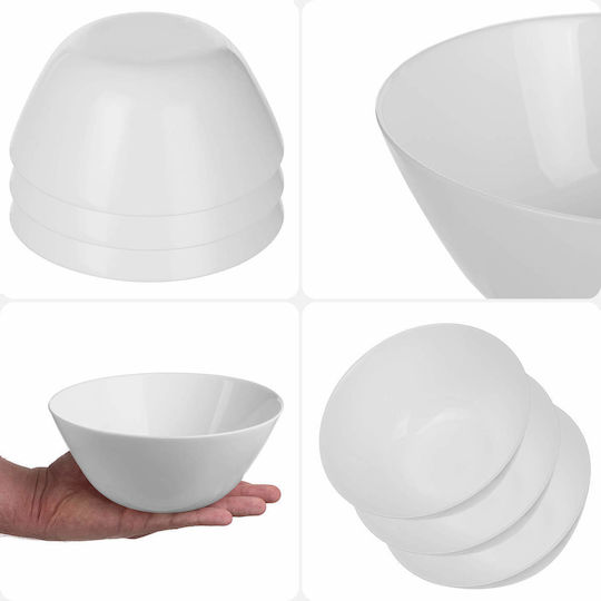 Kadax Servierschale Rund Glas Weiße mit Durchmesser 18cm 3Stücke
