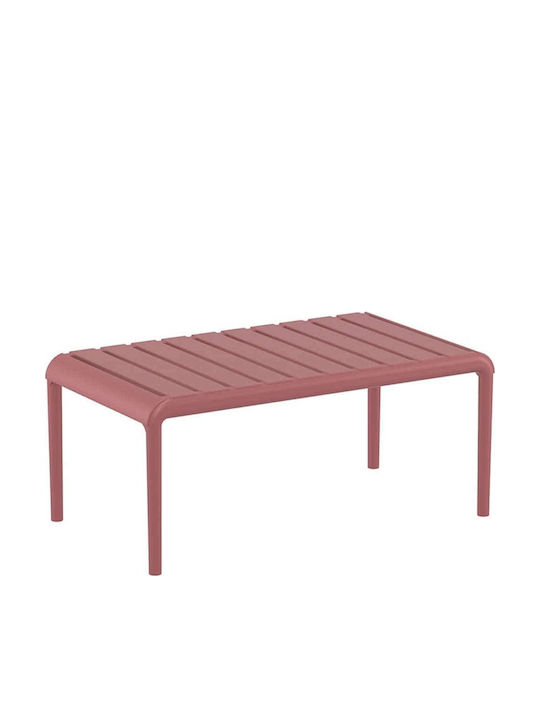 Garten- und Terrassentisch für kleine Räume aus Polypropylen Paris Marsala 90x50x40cm