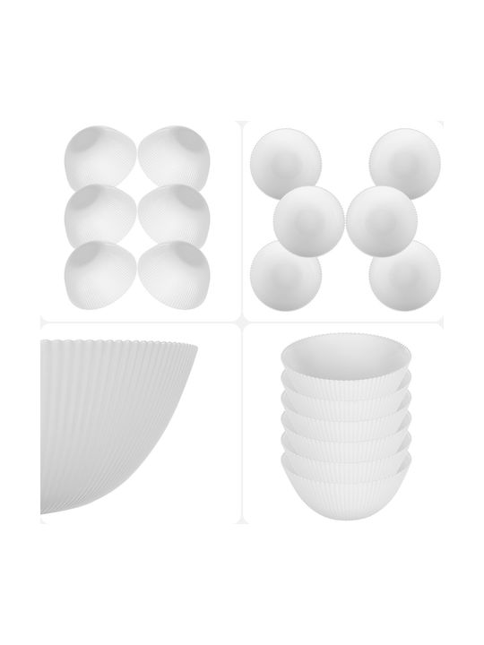 Kadax Serving Bowls Round Glass White With Diameter 15.2cm 6 Pieces