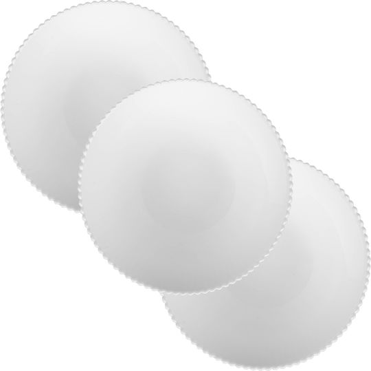 Kadax Round White Glass Serving Bowls Diameter 15.2cm 3 Pieces