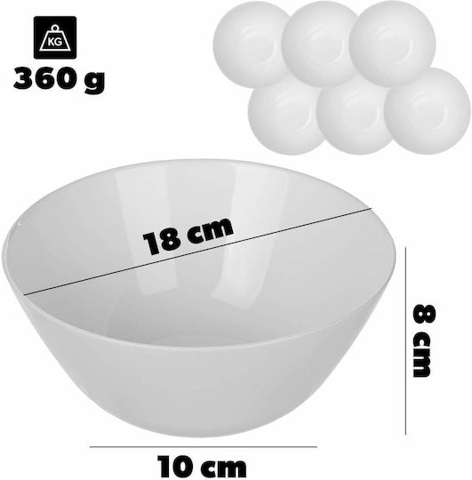 Kadax Boluri De Servire Rotunde Din Sticlă Albe Cu Diametru 18 Cm 6 Bucăți
