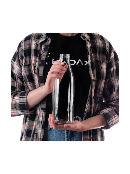 Kadax Бутилка за Вода Стъклена с Винтов Капак Прозрачен 1000ml