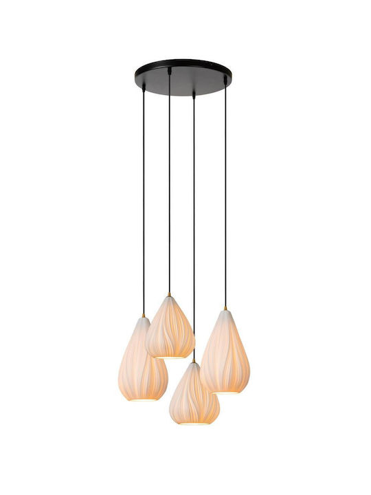 Lucide Lightning Cinzia Pendant Light White for 4 Bulbs E27 55.5x55.5x154cm