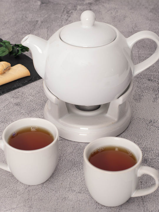 Kadax Сет Чайник с Чаша Керамичен Бял 1000ml 15 Броя