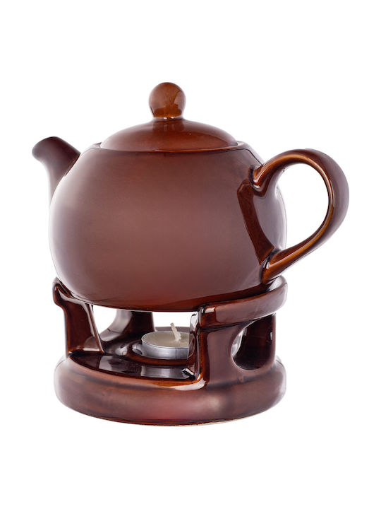 Kadax Ceramic Tea Set Brown 1000ml 15 Pieces
