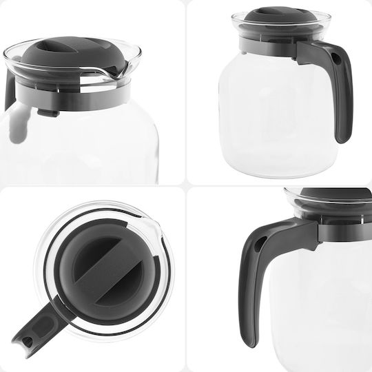 Kadax Ceainic din Sticlă Gri 1500ml